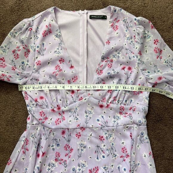 Floral Lavender Boho Bell Sleeve Mini Dress - Picture 11 of 13